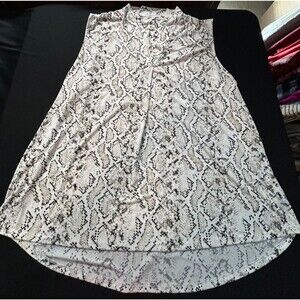 Ophelia Roe 3X Cami Blouse Cream White Tan Black Snake Print Pleated V Neck NWOT